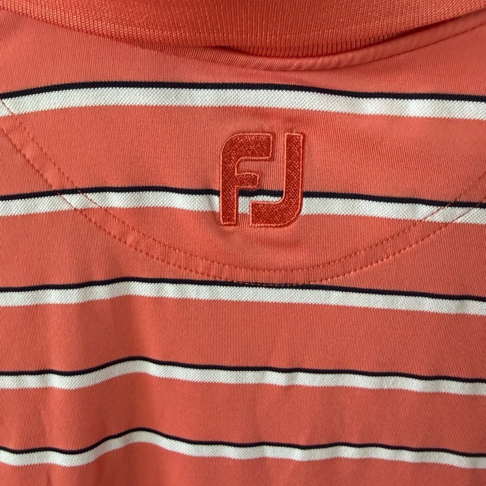 FootJoy Men's Pink and White Striped Polo Shirt - Picture 4 of 5